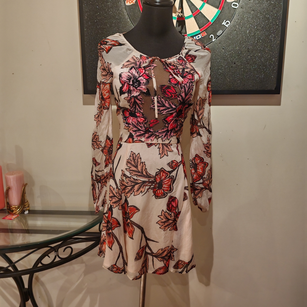 For Love and Lemons Sierra Silk Mini Dress Floral XS 011500 - Picture 10 of 16